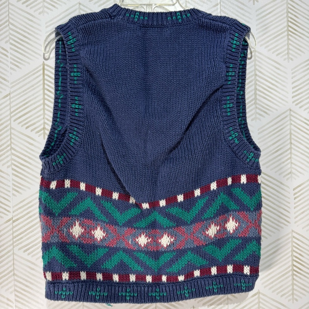 Vintage 90s Gina Peters Womens Blue Preppy Cottagecore Sweater‎ Vest Sz S - Picture 2 of 7